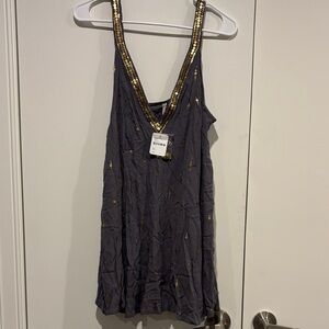 Free people Gray Sequin Embellished Tank Top